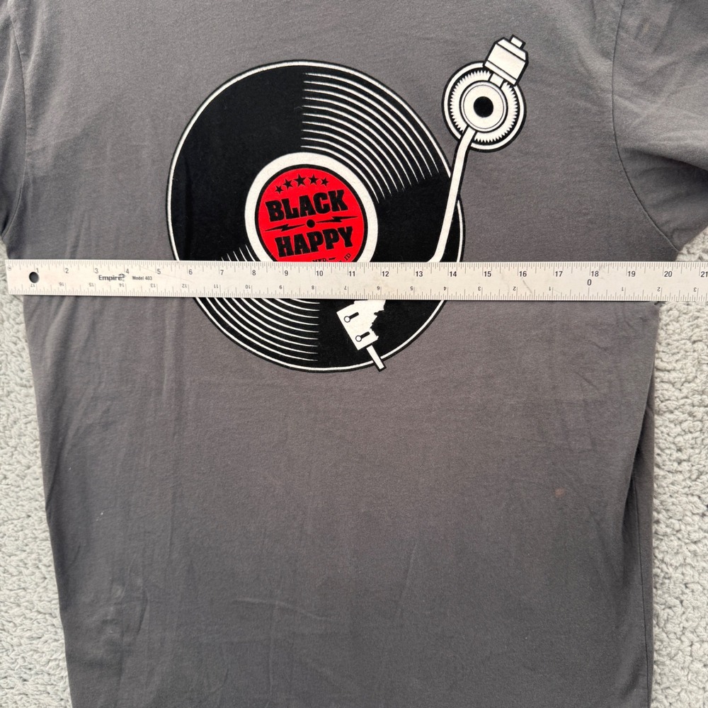 Next Level Black Happy Band T-Shirt Charcoal Gray‎ Record Graphic Mens Medium - Picture 4 of 9